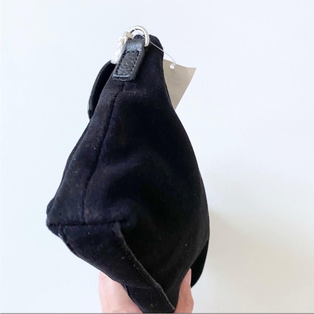 NWT Banana Republic Black Suede Purse Handbag with Silver Details Front Pockets - Picture 14 of 15